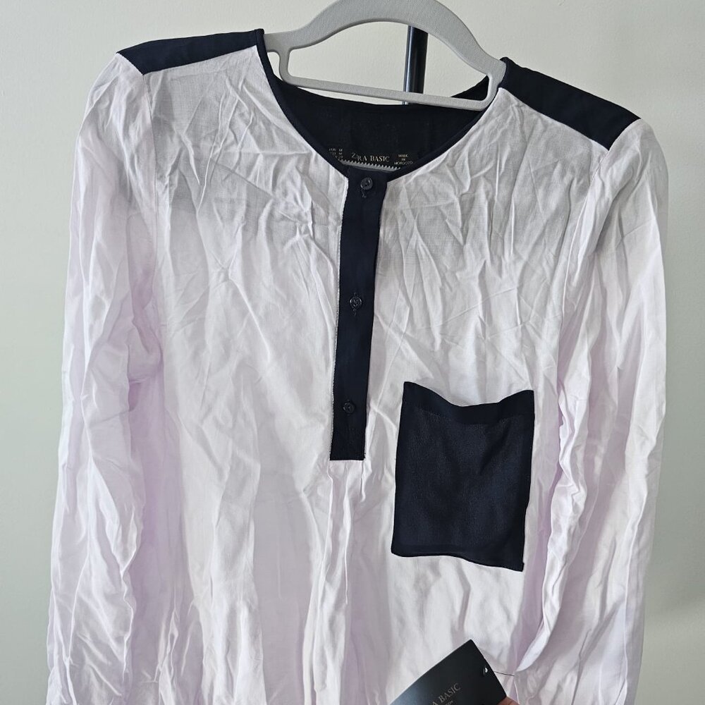 ZARA. Blouse. Size M. Color Pink and Black NWT